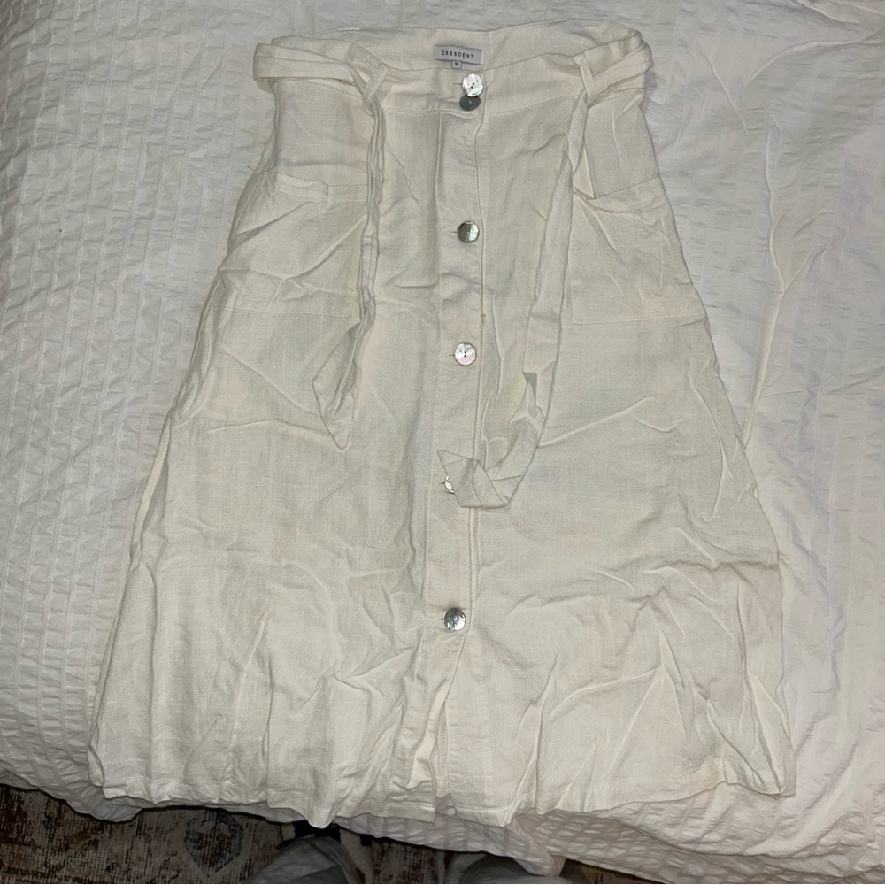 Cream Button-Down Skirt